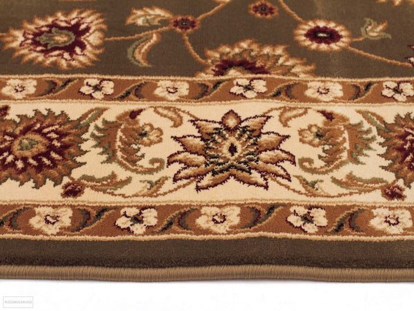Sydney Classic Runner Green with Ivory Border Runner Rug