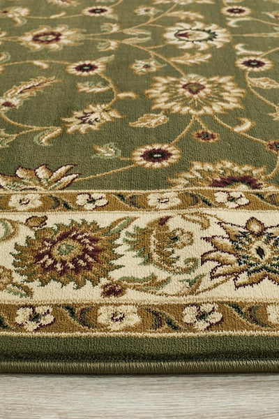Sydney Collection Classic Rug Green with Ivory Border