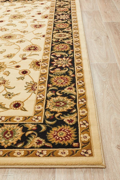 Sydney Collection Classic Rug Ivory with Black Border