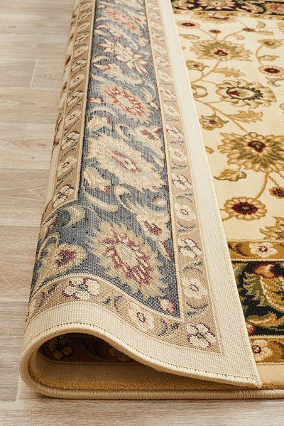 Sydney Collection Classic Rug Ivory with Black Border