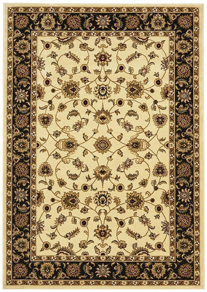 Sydney Collection Classic Rug Ivory with Black Border - 170x120cm