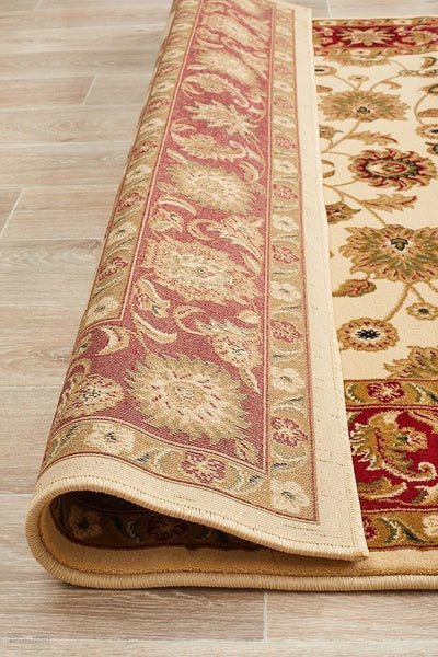 Sydney Collection Classic Rug Ivory with Red Border