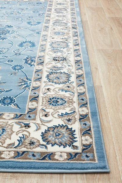 Sydney Collection Classic Rug Sky Blue with Blue Border
