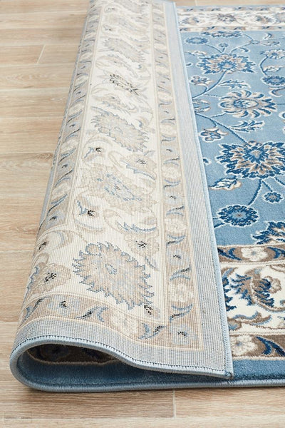 Sydney Collection Classic Rug Sky Blue with Blue Border