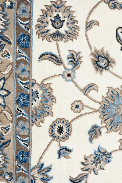 Sydney Collection Classic Rug White with Beige Border