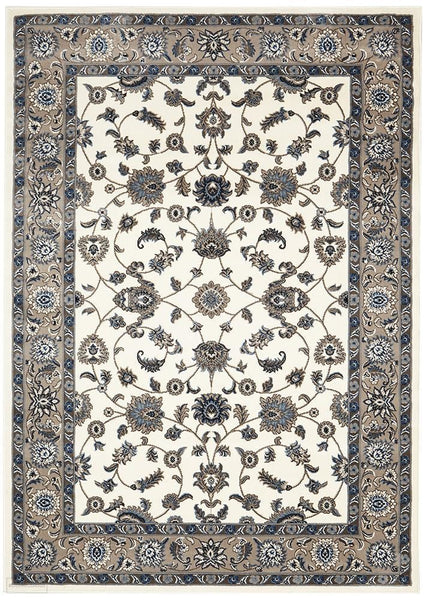 Sydney Collection Classic Rug White with Beige Border - 170x120cm