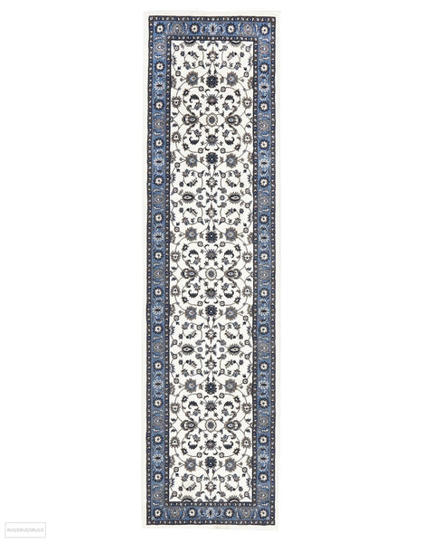 Sydney Collection Classic Rug White with Blue Border - 150x80cm