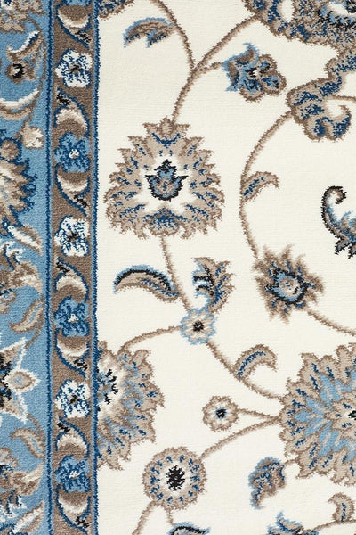 Sydney Collection Classic Rug White with Blue Border