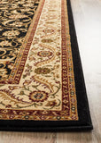 Sydney Collection Medallion Rug Black with Ivory Border