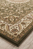 Sydney Collection Medallion Rug Green with Ivory Border