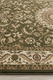 Sydney Collection Medallion Rug Green with Ivory Border