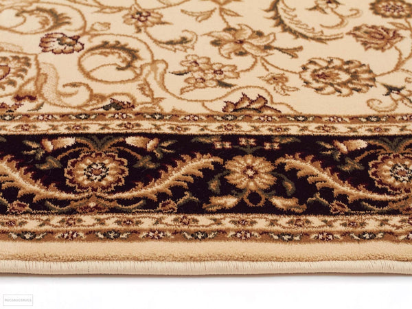 Sydney Medallion Runner Ivory with Black Border Runner Rug