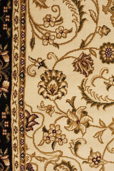 Sydney Collection Medallion Rug Ivory with Black Border