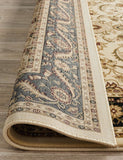 Sydney Collection Medallion Rug Ivory with Black Border