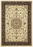 Sydney Collection Medallion Rug Ivory with Black Border - 170x120cm
