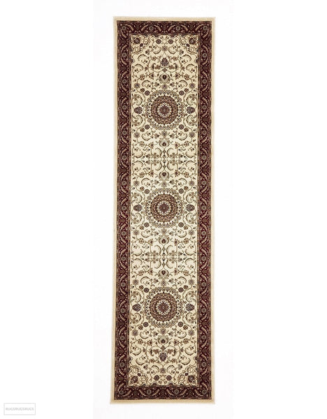 Sydney Medallion Runner Ivory with Red Border Runner Rug