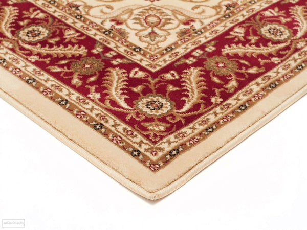 Sydney Medallion Runner Ivory with Red Border Runner Rug