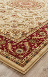 Sydney Collection Medallion Rug Ivory with Red Border