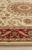 Sydney Collection Medallion Rug Ivory with Red Border