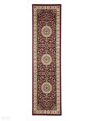 Sydney Medallion Runner Red with Ivory Border Runner Rug