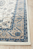 Sydney Collection Medallion Rug White with Beige Border