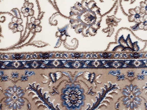 Sydney Medallion Runner White with Beige Border Runner Rug