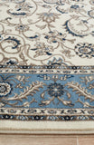 Sydney Collection Medallion Rug White with Blue Border