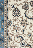 Sydney Collection Medallion Rug White with Blue Border