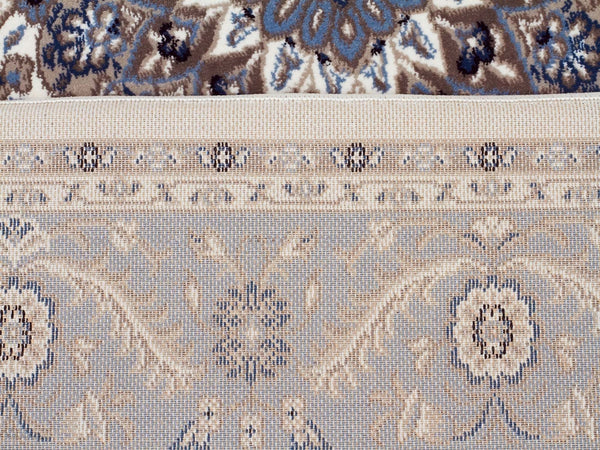 Sydney Medallion Runner White with Blue Border Runner Rug
