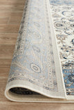 Sydney Collection Medallion Rug White with Blue Border