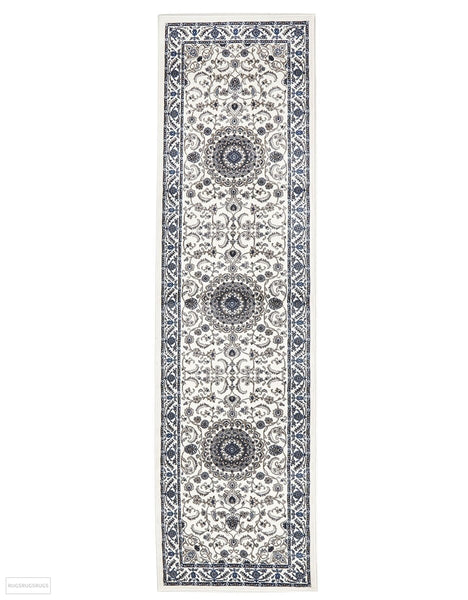 Sydney Collection Medallion Rug White with White Border - 150x80cm