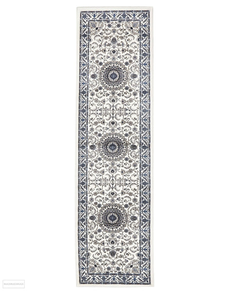 Sydney Medallion Runner White with White Border Runner Rug