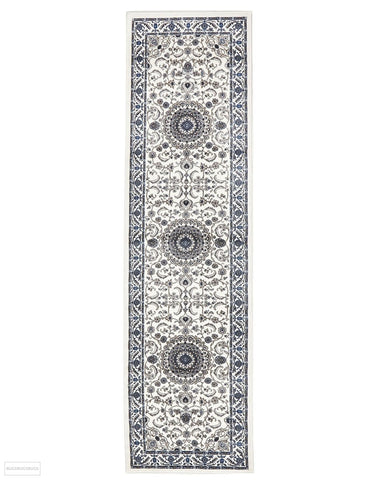 Sydney Medallion Runner White with White Border Runner Rug