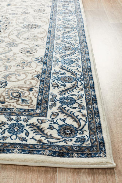 Sydney Collection Medallion Rug White with White Border