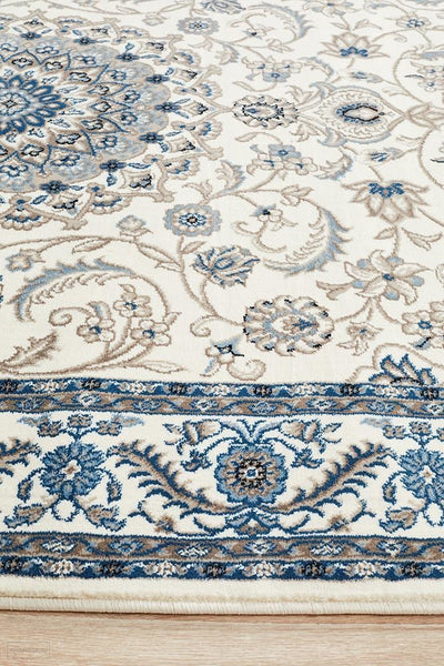 Sydney Collection Medallion Rug White with White Border