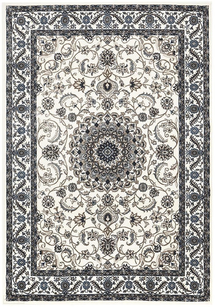 Sydney Collection Medallion Rug White with White Border - 170x120cm