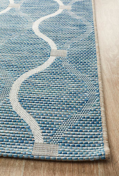 Terrace Denise Trellis Rug Blue - MODERN