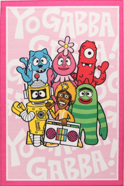 Yo Gabba Gabba Non Slip Pink Team Rug - Kids
