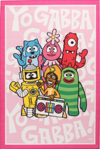 Yo Gabba Gabba Non Slip Pink Team Rug - Kids