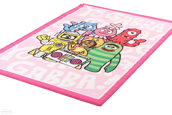 Yo Gabba Gabba Non Slip Pink Team Rug - Kids