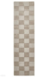 Timeless Boxed Pattern Wool Rug Taupe - 300x80cm
