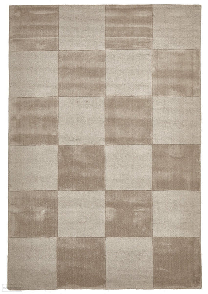Timeless Boxed Pattern Wool Rug Taupe - 165x115cm