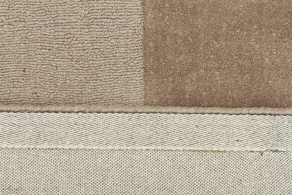 Timeless Boxed Pattern Wool Rug Taupe