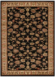 Istanbul Collection Traditional Floral Pattern Black Rug - 170x120cm