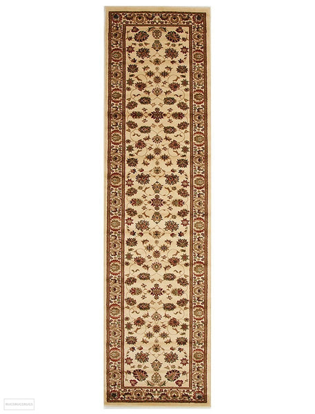 Istanbul Collection Traditional Floral Pattern Ivory Rug - 300x80cm