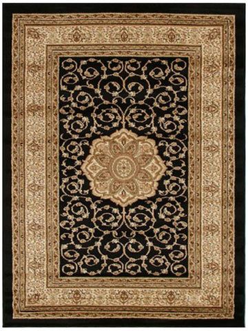 Istanbul Collection Medallion Classic Pattern Black Rug - 170x120cm