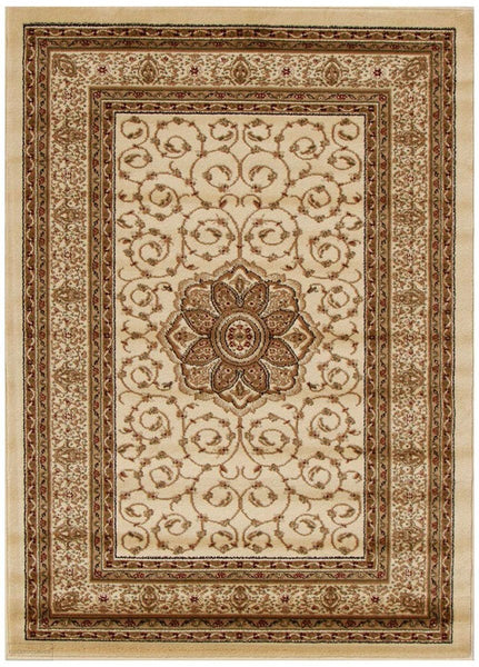 Istanbul Collection Medallion Classic Pattern Ivory Rug - 170x120cm