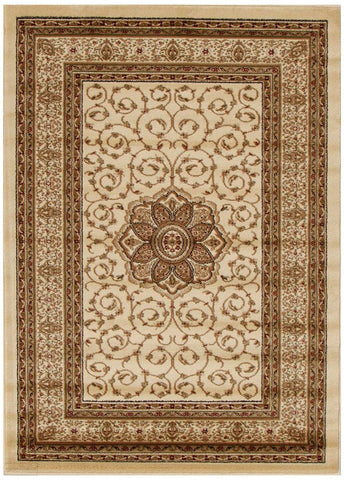 Istanbul Collection Medallion Classic Pattern Ivory Rug - 170x120cm