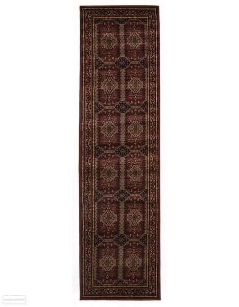 Istanbul Collection Traditional Afghan Design Burgundy Red Rug - 300x80cm