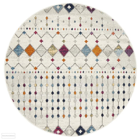 Mirage Peggy Tribal Morrocan Style Multi Round Rug - 150x150cm